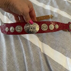Vintage Ruza Lizagator Leather Red/Silver Buckle